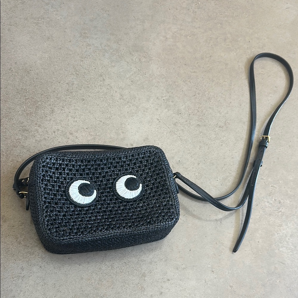 Anya Hindmarch Raffia Crossbody- Black with eyes! -